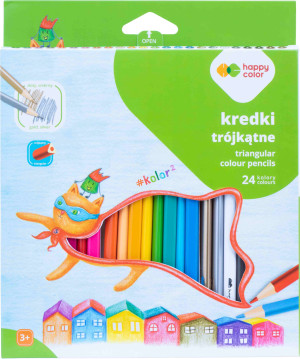 Kredki ołówkowe trójkątne 24 kol. - Happy color