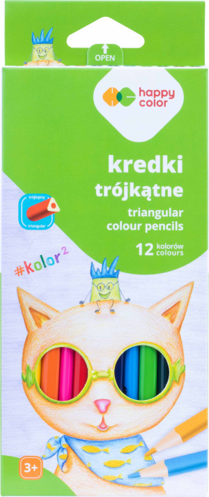 Kredki ołówkowe 12 kol. trójkątne - Happy Color