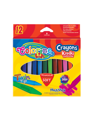 Kredki świecowe trójkątne 12 kol. - Colorino