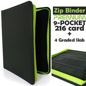 Album na karty TCGLab Premium 9-pocket Toploader (216 toploader + 4 Graded Slab) - skórzany czarny