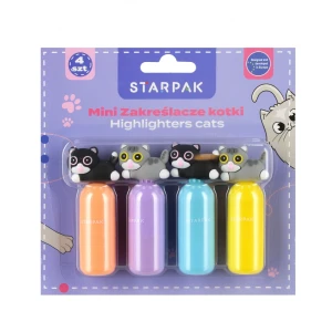 Zakreślacz mini 4 kolory Kotki - Starpak