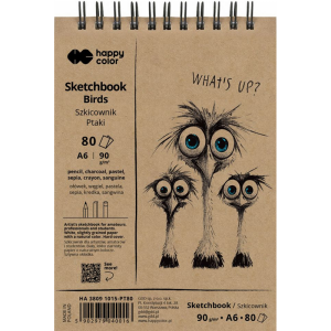 Szkicownik na spirali PTAKI biały A6/80 arkuszy 90 g - Happy Color