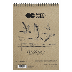 Szkicownik na spirali A5/80k biały 90 g Ptaki - Happy color