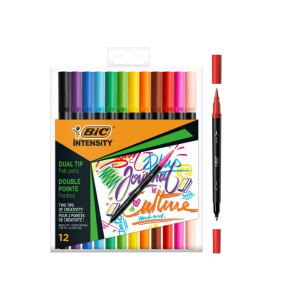 Pisaki Bic Intensity podwójne brush + fine 12 kolorów