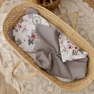 Komplet Pościeli Bawełnianej 50x75 | Róże i Łapacze Snów Wafel Szary | OUTLET
