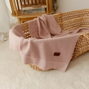 Kocyk Otulacz Bambusowy 100x80cm | Jasny Róż