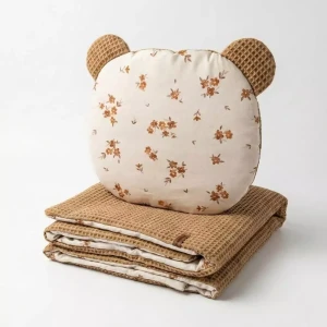 Komplet Pościeli Dziecięcej 75x100cm Bawełna | Little Brown Flowers & Karmelowy Wafel