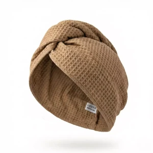 Wafelkowy Turban Do Suszenia Włosów | Karmelowy