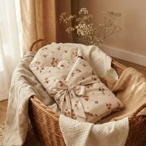 Rożek Becik Niemowlęcy Bawełniany | Little Brown Flowers