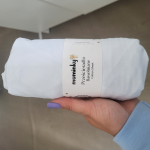 Prześcieradło Bawełniane Jersey 180x90cm Na gumce | Białe | OUTLET