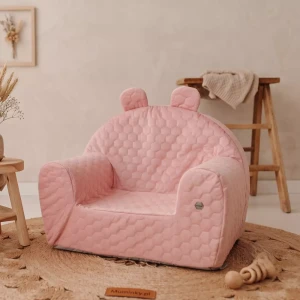 Fotelik Piankowy Dla Dzieci Do Siedzenia – Miękki Puf Do Pokoju Dziecka | Velvet Róż