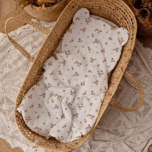 Komplet pościeli dla niemowląt 55x75 cm – Miękka pościel do wózka lub kołyski | Muślin Little Brown Flowers