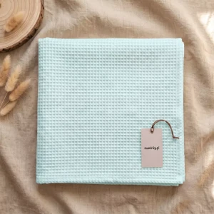 Kocyk wafelkowy dla niemowlaka 100% Bawełna 75x100cm | Mięta