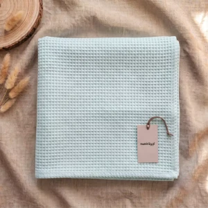 Kocyk wafelkowy dla niemowlaka 100% Bawełna 75x100cm | Pistacjowy