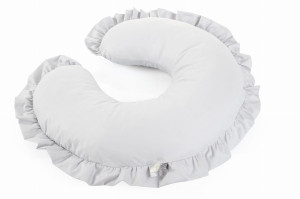 Poduszka Do Karmienia Rogal z Falbanką | Szara