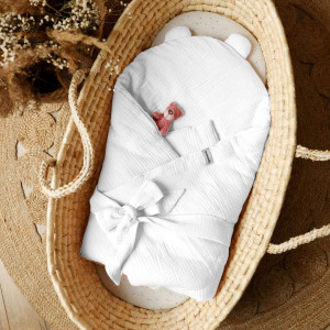 Rożek Becik Niemowlęcy Muślinowy | Biały