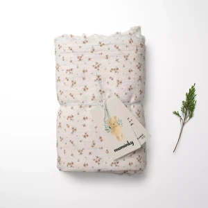 Otulacz Muślinowy | Kocyk 120x120 cm - Little brown flowers