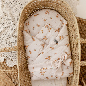 Rożek Becik Niemowlęcy Muślinowy |Little Brown Flowers