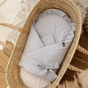 Rożek Becik Niemowlęcy Bawełniany | Z Falbanką Szary