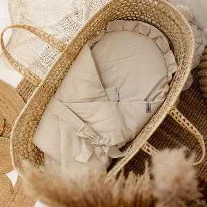 Rożek Becik Niemowlęcy Bawełniany | Z Falbanką Beżowy