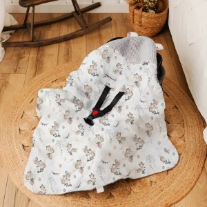 Otulacz Do Fotelika z Kapturkiem | Liski Jasnoszary Wafel