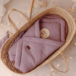 Rożek Becik Niemowlęcy Muślinowy A'la Len | Lawendowy