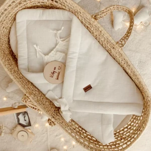 Rożek Becik Niemowlęcy Muślinowy A'la Len | Kremowy