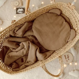 Komplet Pościeli Dziecięcej 65x100cm Muślin A'la Len | Ciemny Beż