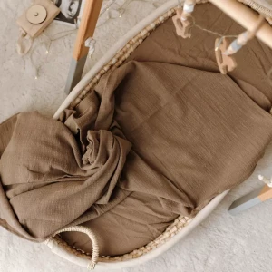 Otulacz Muślinowy | Kocyk 120x120 cm - Ciemny Beżowy A'la Len