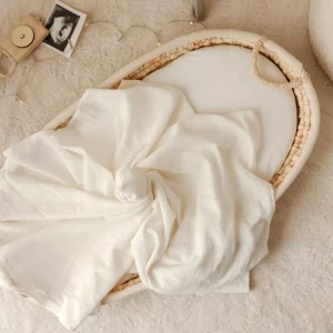 Otulacz Muślinowy | Kocyk 120x120 cm - Kremowy A'la Len