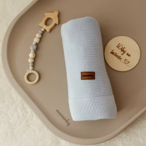 Kocyk Otulacz Bambusowy 100x80cm | Błękitny