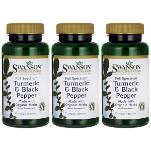 SWANSON Turmeric Black Pepper (Kurkuma z Piperyną) - 3x 60vcaps.Zysk od 20zł do 30zł