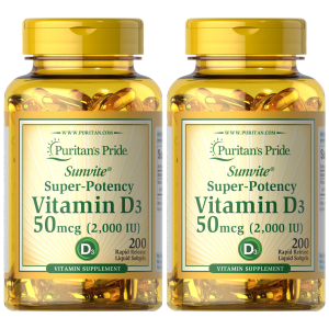 Puritan's Pride Vitamin D3 50µg (2000 IU) - 2x 200softgels.Zysk od 30zł do 40zł