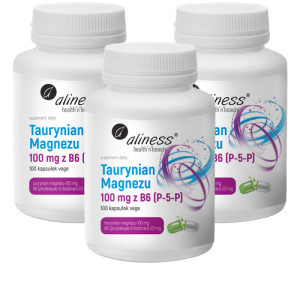 ALINESS Taurynian Magnezu 100mg z B6 - 3x 100vcaps.Witaminy i minerały