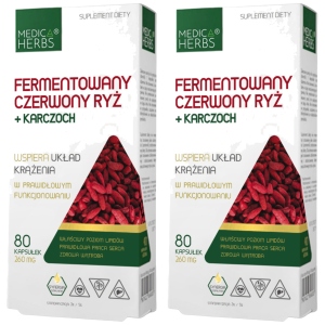 MEDICA HERBS - Fermentowany Czerwony Ryż + Karczoch - 2x 80caps.Zysk od 10zł do 20zł