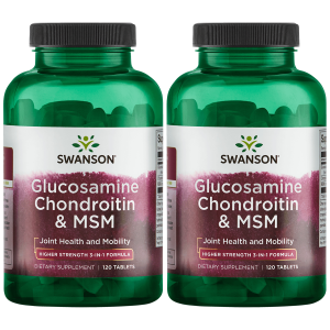 SWANSON Glucosamine Chondroitin & MSM 500/400/200 - 120tabs - 2x Glukozamina Chondroityna MSMZysk od 90zł do 100zł