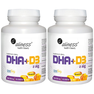 ALINESS - Omega DHA 300mg z Alg + D3 2000IU - 2x 60caps.