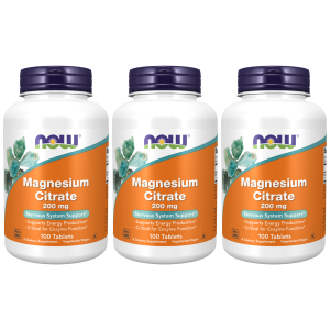 NOW Magnesium Citrate 200mg - 3x 100tabsZysk od 50zł do 60zł