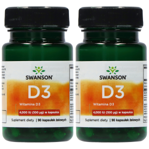 SWANSON Vitamin D3 4000IU - 2x 90softgelsZysk od 10zł do 20zł