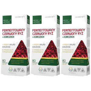 MEDICA HERBS - Fermentowany Czerwony Ryż + Karczoch - 3x 80caps.Zysk od 10zł do 20zł