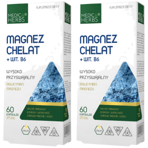 MEDICA HERBS - Magnez Chelat + Wit. B6 - 2x 60caps.Zysk od 10zł do 20zł