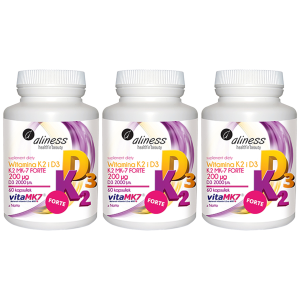 ALINESS - Witamina K2MK7 FORTE 200mcg + D3 50mcg - 3x 60caps.Zysk od 50zł do 60zł