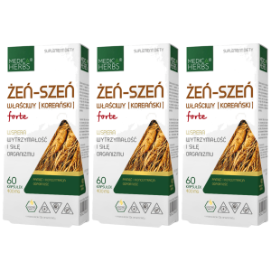 MEDICA HERBS - Żeń-Szeń Właściwy Koreański Forte 400mg - 3x 60caps.Zysk od 20zł do 30zł