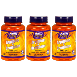NOW Arginine & Ornithine - 3x 100capsZysk od 60zł do 70zł