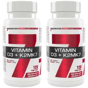 7 NUTRITION Vitamin D3 + K2MK7 - 2x 120vcaps. - Witamina D3 + K2MK7Zysk od 20zł do 30zł