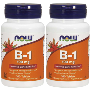NOW Vitamin B-1 Thiamine 100mg - 2x 100tabsZysk od 10zł do 20zł