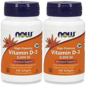 NOW Vitamin D3 2000IU - 2x 240softgelsZysk od 20zł do 30zł