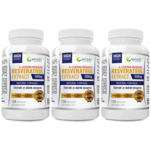 WISH Pharmaceutical Resveratrol Extract 500mg - 3x 120capsZysk od 30zł do 40zł