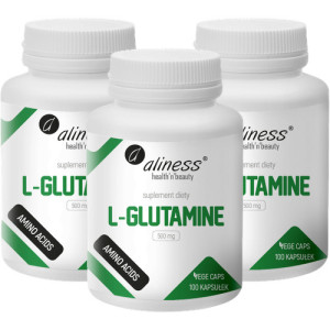 ALINESS - L-Glutamine 500mg - 100vcaps. x3