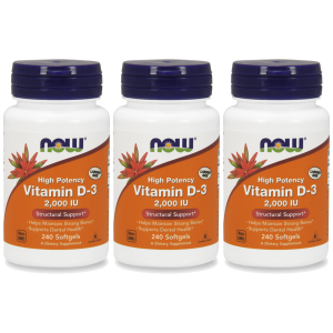 NOW Vitamin D3 2000IU - 3x 240softgelsZysk od 30zł do 40zł